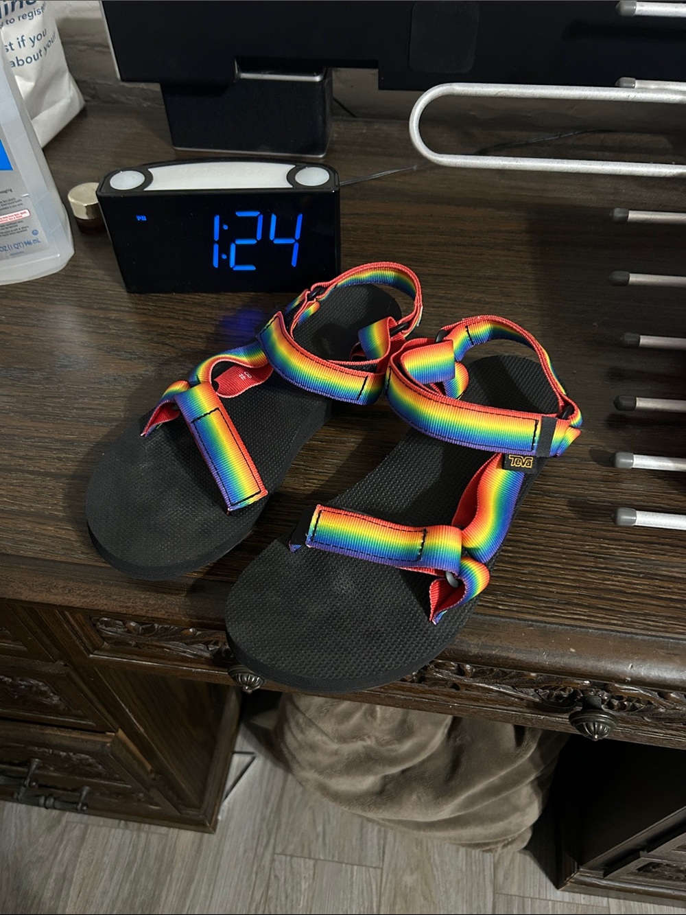 Teva Rainbow Webbing Sandals with Black Footbed